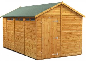 Power 14x8 Apex Secure Garden Shed - Single Door